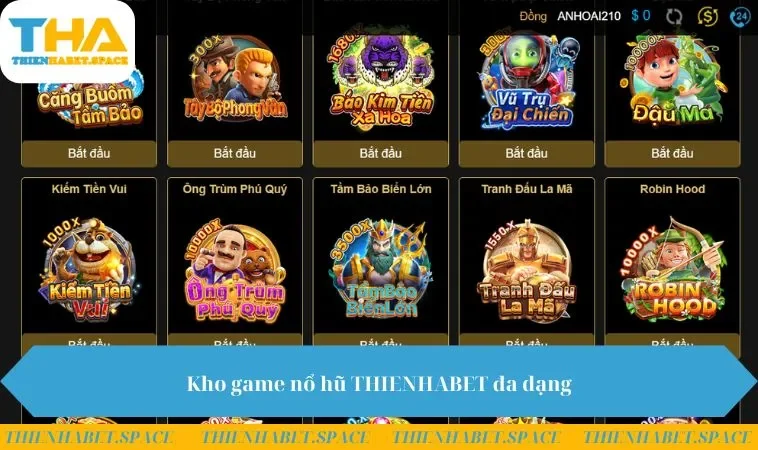 Kho game nổ hũ THIENHABET đa dạng